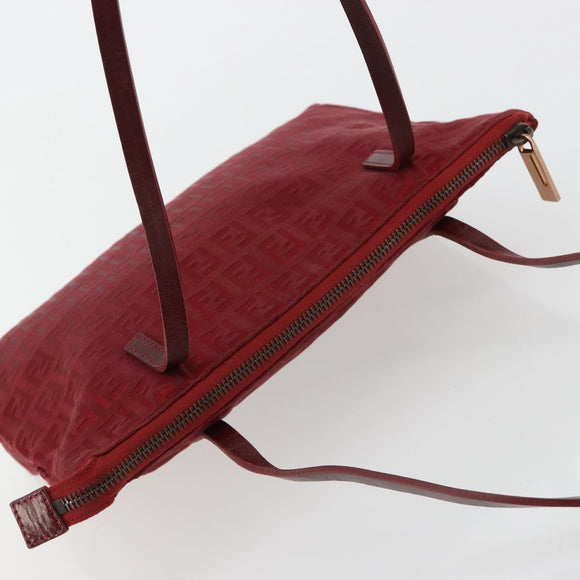 FENDI Zucchino Canvas Handtas Rood Auth ka4514A