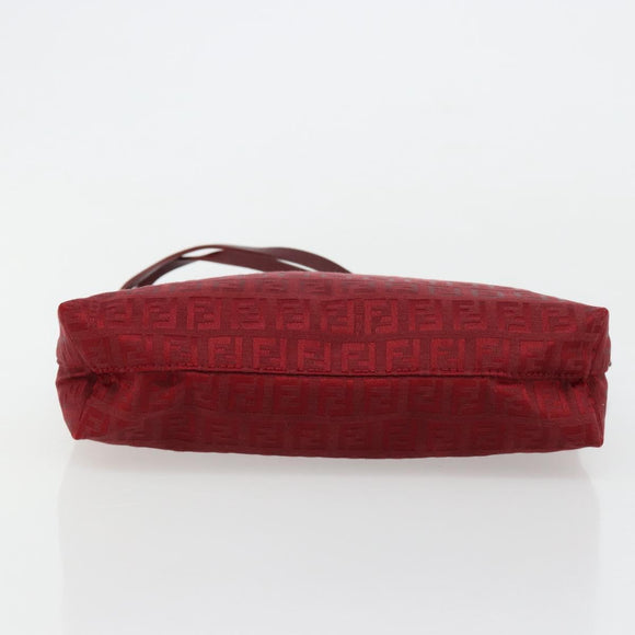 FENDI Zucchino Canvas Handtas Rood Auth ka4514A