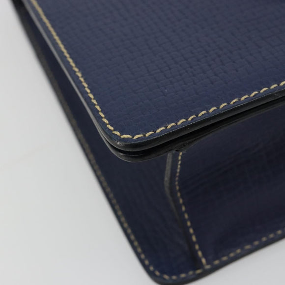 LOEWE Barcelona Hand Bag Leather Navy Gold Auth ka4515A