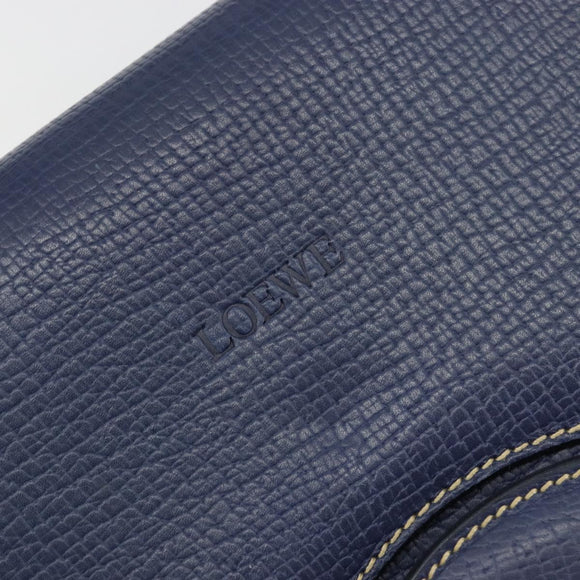 LOEWE Barcelona Hand Bag Leather Navy Gold Auth ka4515A