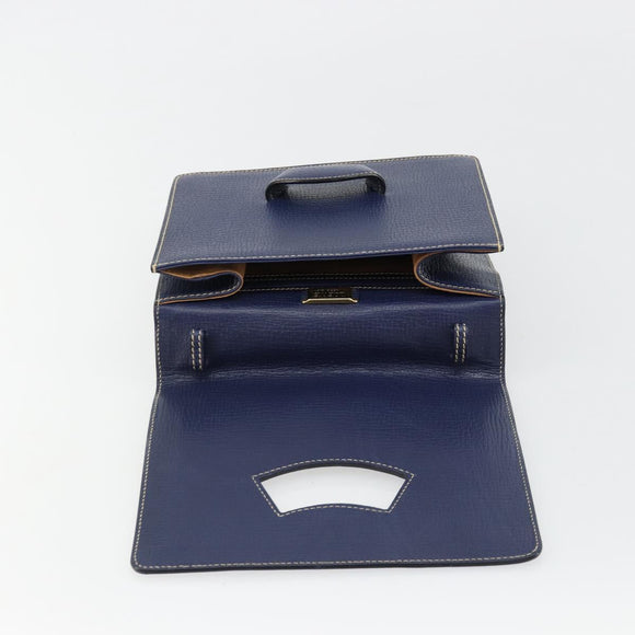 LOEWE Barcelona Hand Bag Leather Navy Gold Auth ka4515A
