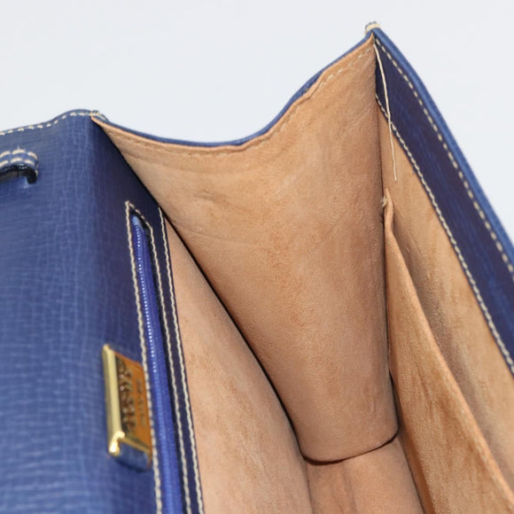 LOEWE Barcelona Hand Bag Leather Navy Gold Auth ka4515A