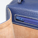 LOEWE Barcelona Hand Bag Leather Navy Gold Auth ka4515A-23
