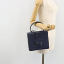 LOEWE Barcelona Hand Bag Leather Navy Gold Auth ka4515A-25