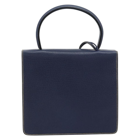 LOEWE Barcelona Hand Bag Leather Navy Gold Auth ka4515A