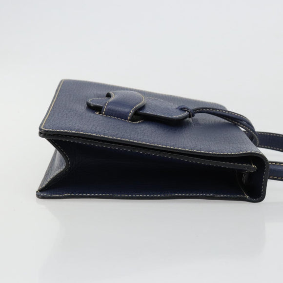LOEWE Barcelona Hand Bag Leather Navy Gold Auth ka4515A