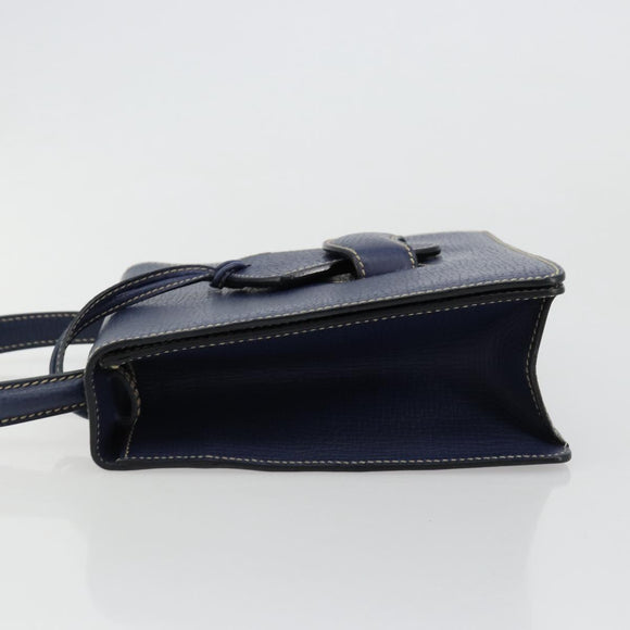 LOEWE Barcelona Hand Bag Leather Navy Gold Auth ka4515A