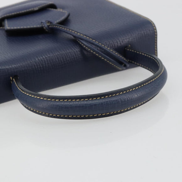 LOEWE Barcelona Hand Bag Leather Navy Gold Auth ka4515A