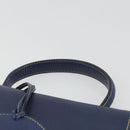 LOEWE Barcelona Hand Bag Leather Navy Gold Auth ka4515A-8