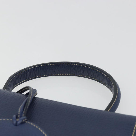 LOEWE Barcelona Hand Bag Leather Navy Gold Auth ka4515A