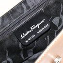 Salvatore Ferragamo Gancini Shoulder Bag Leather Beige Silver Auth ka4519A-12