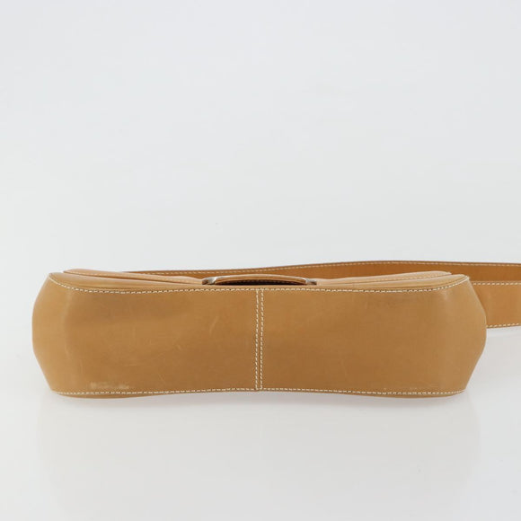 Salvatore Ferragamo Gancini Shoulder Bag Leather Beige Silver Auth ka4519A