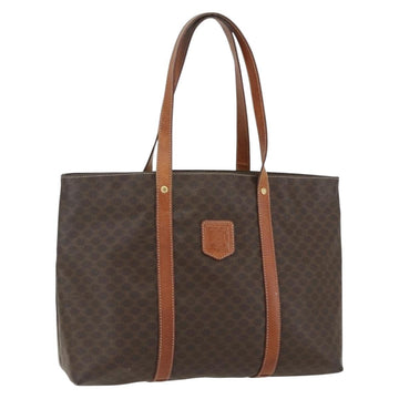 CELINE Macadam Canvas Tote Bag PVC Leather Brown Gold Auth ka452