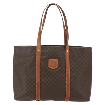 CELINE Macadam Canvas Tote Bag PVC Leather Brown Gold Auth ka452 - 0