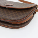 CELINE Macadam Canvas Shoulder Bag PVC Leather Brown Gold Auth ka4520-14
