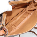CELINE Macadam Canvas Shoulder Bag PVC Leather Brown Gold Auth ka4520-10