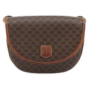 CELINE Macadam Canvas Shoulder Bag PVC Leather Brown Gold Auth ka4520-13