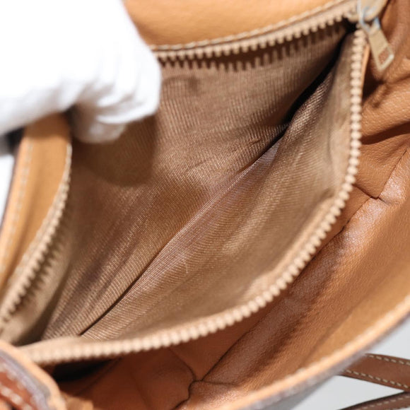 CELINE Macadam Canvas Shoulder Bag PVC Leather Brown Gold Auth ka4520