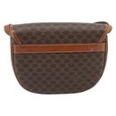 CELINE Macadam Canvas Shoulder Bag PVC Leather Brown Gold Auth ka4520-2