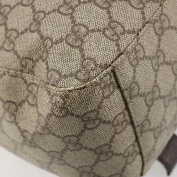 GUCCI GG Supreme Hand Bag PVC Beige Silver 140959 Auth ka4521