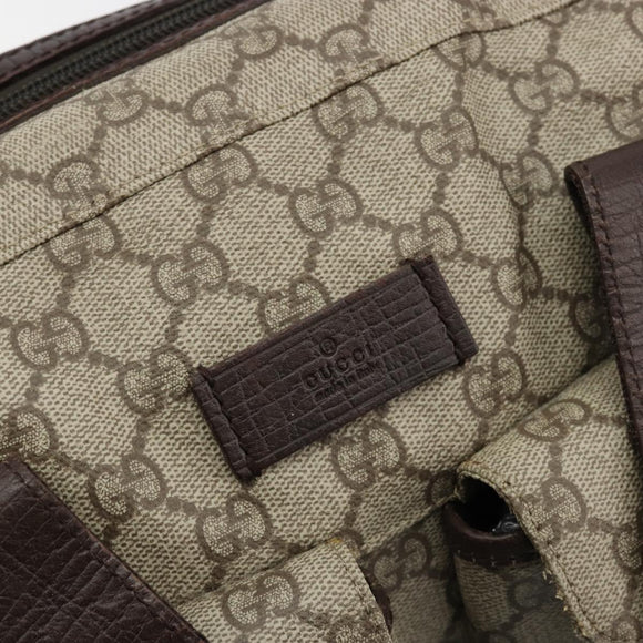 GUCCI GG Supreme Hand Bag PVC Beige Silver 140959 Auth ka4521