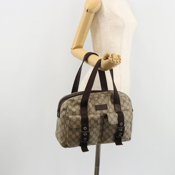 GUCCI GG Supreme Hand Bag PVC Beige Silver 140959 Auth ka4521