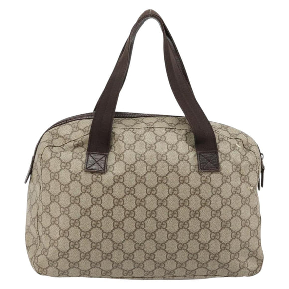 GUCCI GG Supreme Hand Bag PVC Beige Silver 140959 Auth ka4521