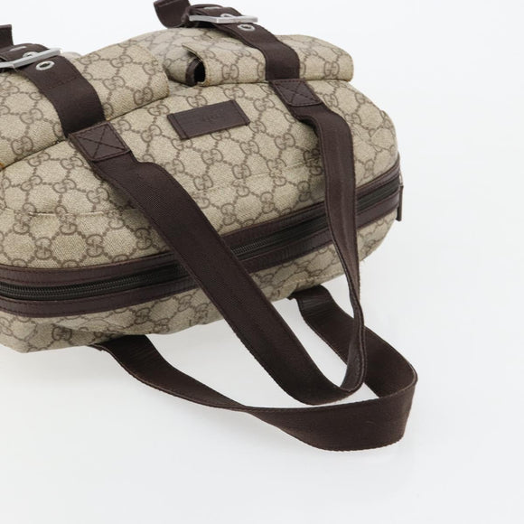 GUCCI GG Supreme Hand Bag PVC Beige Silver 140959 Auth ka4521
