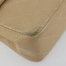 CHANEL Mini Matelasse Chain Shoulder Bag Lamb Skin Beige Gold CC Auth ka4523A-11
