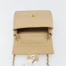 CHANEL Mini Matelasse Chain Shoulder Bag Lamb Skin Beige Gold CC Auth ka4523A-16