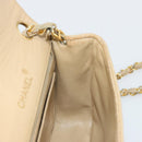 CHANEL Mini Matelasse Chain Shoulder Bag Lamb Skin Beige Gold CC Auth ka4523A-19