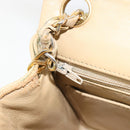CHANEL Mini Matelasse Chain Shoulder Bag Lamb Skin Beige Gold CC Auth ka4523A-21