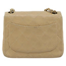 CHANEL Mini Matelasse Chain Shoulder Bag Lamb Skin Beige Gold CC Auth ka4523A-3