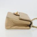 CHANEL Mini Matelasse Chain Shoulder Bag Lamb Skin Beige Gold CC Auth ka4523A-4