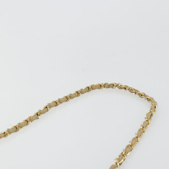CHANEL Mini Matelasse Chain Shoulder Bag Lamb Skin Beige Gold CC Auth ka4523A