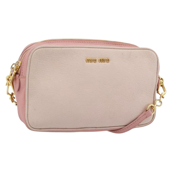 Miu Miu Shoulder Bag Leather Pink Gold Auth ka4524A