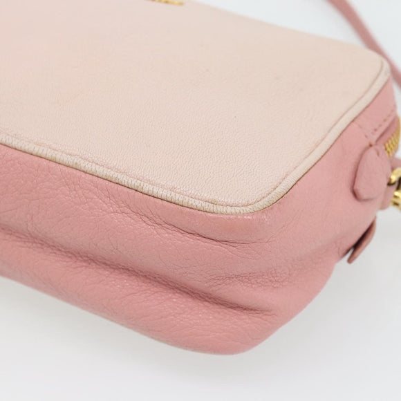 Miu Miu Shoulder Bag Leather Pink Gold Auth ka4524A