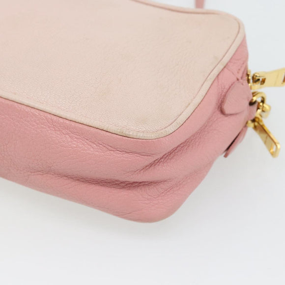 Miu Miu Shoulder Bag Leather Pink Gold Auth ka4524A