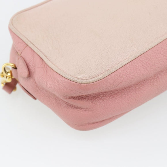 Miu Miu Shoulder Bag Leather Pink Gold Auth ka4524A