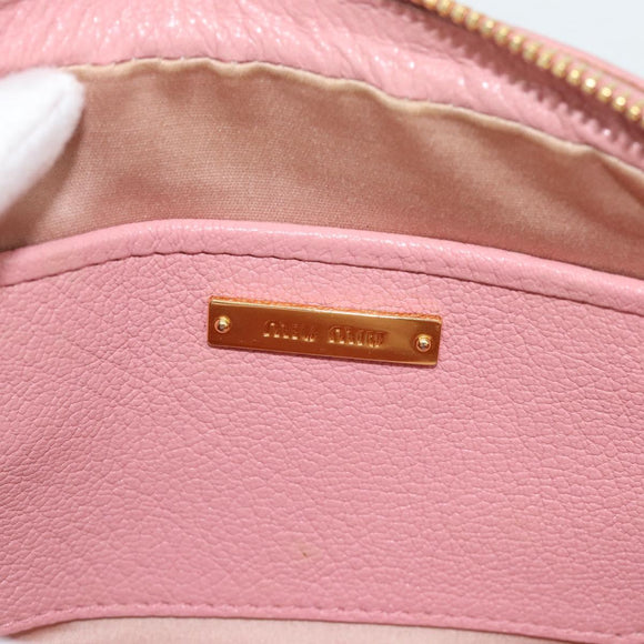 Miu Miu Shoulder Bag Leather Pink Gold Auth ka4524A