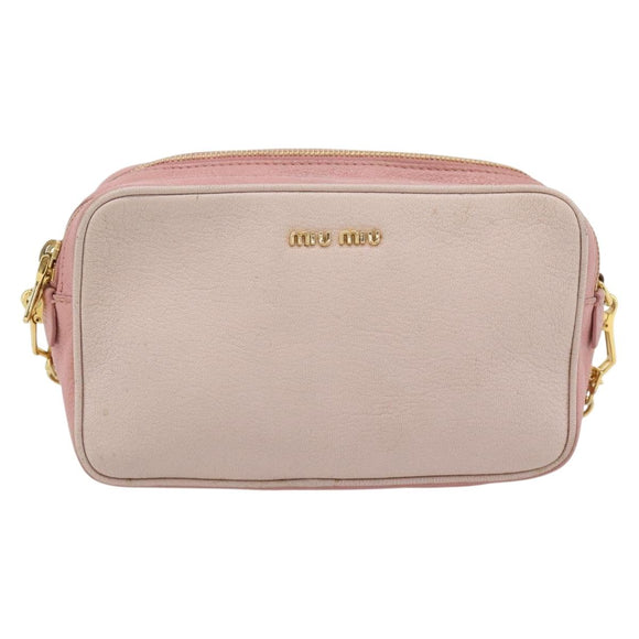 Miu Miu Shoulder Bag Leather Pink Gold Auth ka4524A