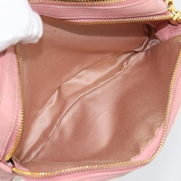 Miu Miu Shoulder Bag Leather Pink Gold Auth ka4524A