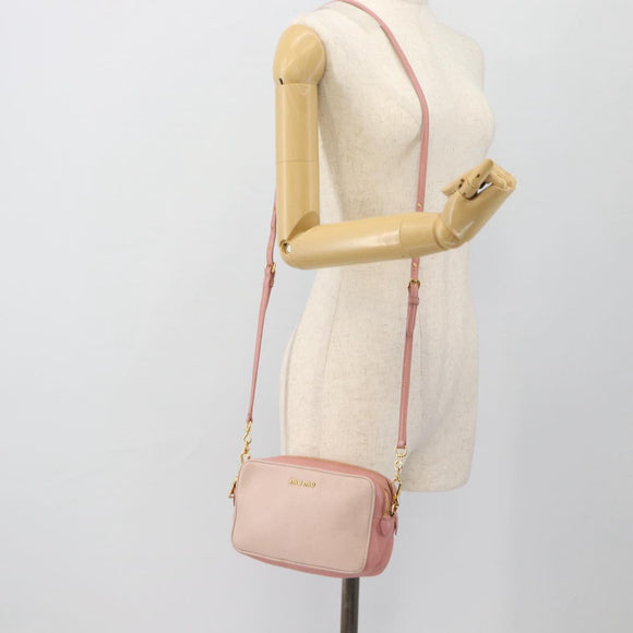 Miu Miu Shoulder Bag Leather Pink Gold Auth ka4524A