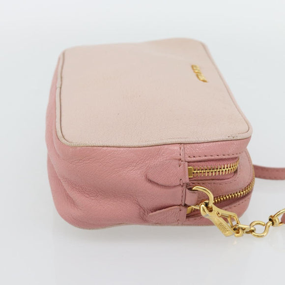 Miu Miu Shoulder Bag Leather Pink Gold Auth ka4524A