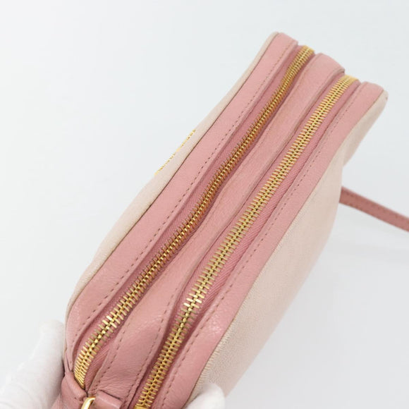 Miu Miu Shoulder Bag Leather Pink Gold Auth ka4524A