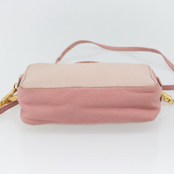 Miu Miu Shoulder Bag Leather Pink Gold Auth ka4524A