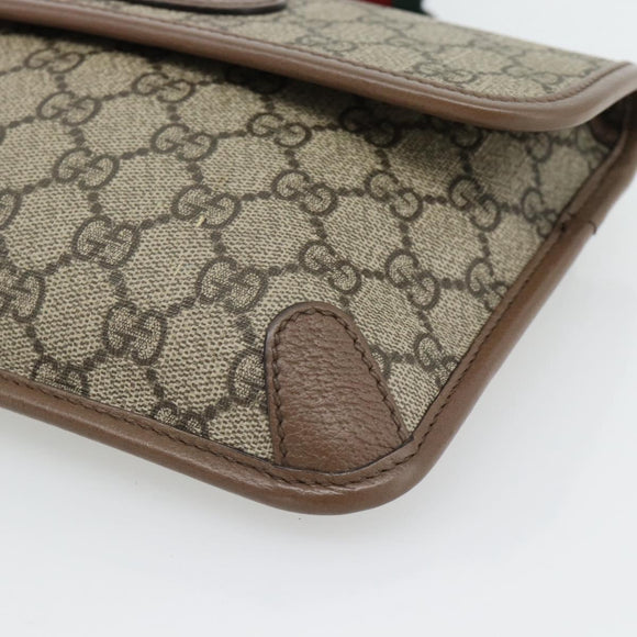 GUCCI GG Supreme Web Sherry Line Waist bag Beige Gold 493930 Auth ka4525