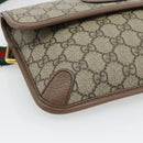 GUCCI GG Supreme Web Sherry Line Waist bag Beige Gold 493930 Auth ka4525-11