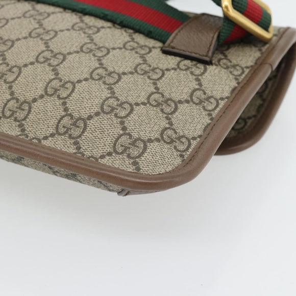 GUCCI GG Supreme Web Sherry Line Waist bag Beige Gold 493930 Auth ka4525