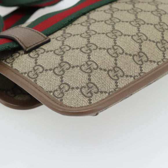 GUCCI GG Supreme Web Sherry Line Waist bag Beige Gold 493930 Auth ka4525
